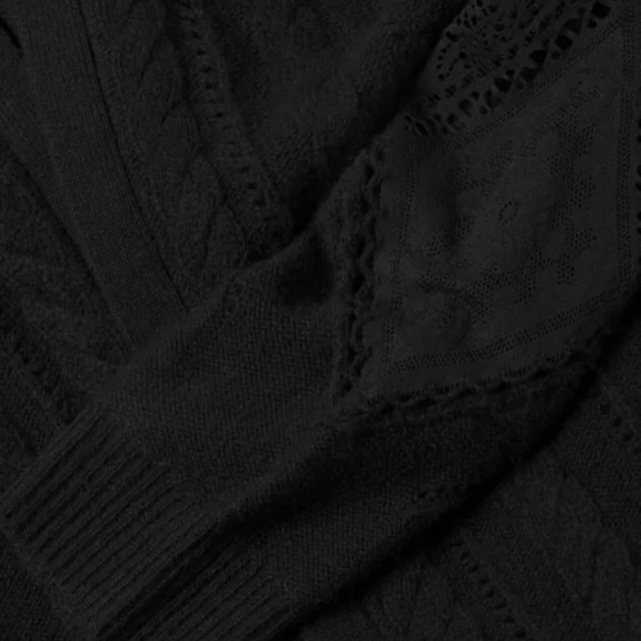 Kobi Halperin Joan Knit Cardigan Lace Sleeve Black Merino Wool Large NWT - Picture 6 of 10